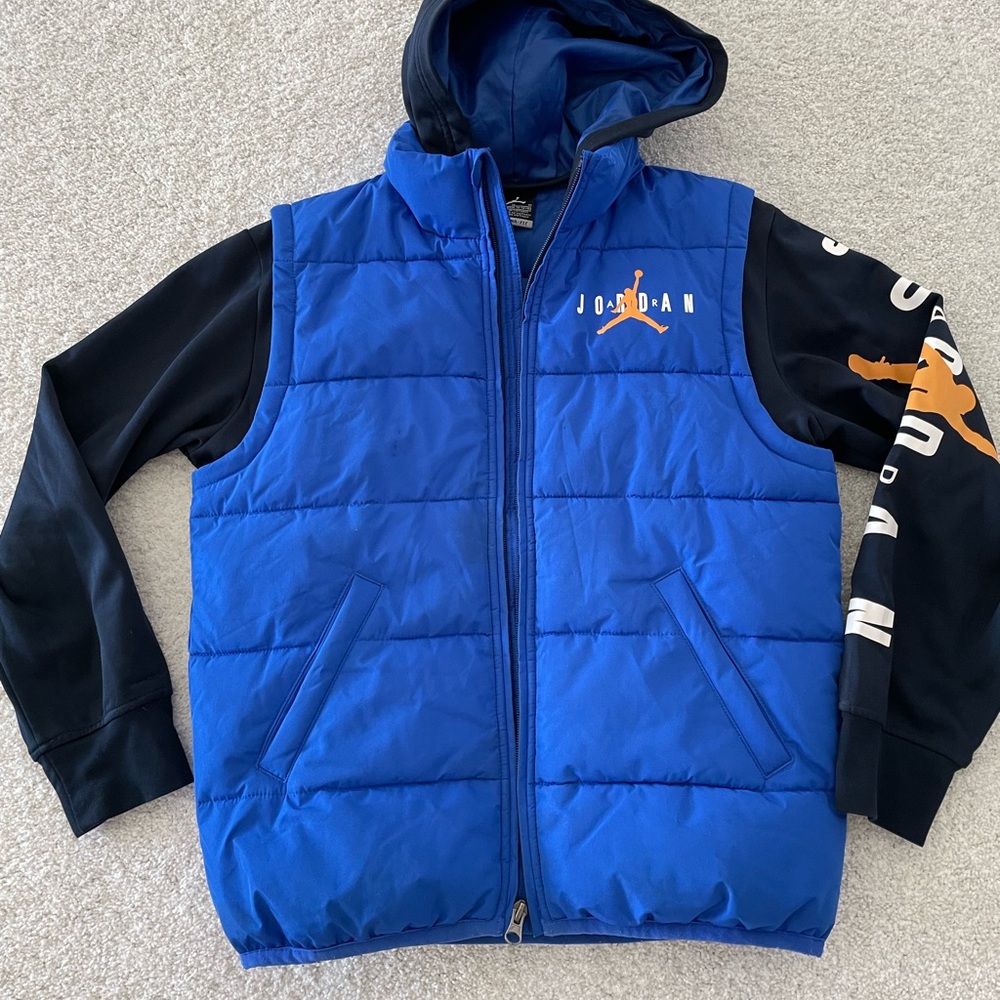 Jordan Boys Blue & Black Puffer Jacket Size 10-12